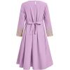 image:imageIDOPIP Muslim Dress for Girls Islamic Prayer Abaya Embroidery Long Sleeve Kaftan Robe Dresses with Belt Ramadan Dubai OutfitsPinkpurple