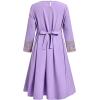 image:imageIDOPIP Muslim Dress for Girls Islamic Prayer Abaya Embroidery Long Sleeve Kaftan Robe Dresses with Belt Ramadan Dubai OutfitsPurple
