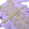 image:imageIDOPIP Muslim Dress for Girls Islamic Prayer Abaya Embroidery Long Sleeve Kaftan Robe Dresses with Belt Ramadan Dubai OutfitsPurple