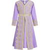 image:imageIDOPIP Muslim Dress for Girls Islamic Prayer Abaya Embroidery Long Sleeve Kaftan Robe Dresses with Belt Ramadan Dubai OutfitsPurple
