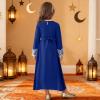 image:imageIDOPIP Muslim Dress for Girls Islamic Prayer Abaya Embroidery Long Sleeve Kaftan Robe Dresses with Belt Ramadan Dubai OutfitsRoyal Blue