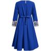 image:imageIDOPIP Muslim Dress for Girls Islamic Prayer Abaya Embroidery Long Sleeve Kaftan Robe Dresses with Belt Ramadan Dubai OutfitsRoyal Blue