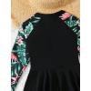 image:imageIDOPIP Muslim Swimsuits for Girls Modest Swimwear Burkini Full Cover Rash Guard Top Pants Set 2PCS Islamic Bathing SuitBlack  Green Leaves