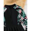 image:imageIDOPIP Muslim Swimsuits for Girls Modest Swimwear Burkini Full Cover Rash Guard Top Pants Set 2PCS Islamic Bathing SuitBlack  Green Leaves