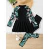 image:imageIDOPIP Muslim Swimsuits for Girls Modest Swimwear Burkini Full Cover Rash Guard Top Pants Set 2PCS Islamic Bathing SuitBlack  Green Leaves