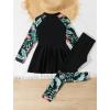 image:imageIDOPIP Muslim Swimsuits for Girls Modest Swimwear Burkini Full Cover Rash Guard Top Pants Set 2PCS Islamic Bathing SuitBlack  Green Leaves