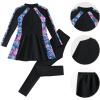 image:imageIDOPIP Muslim Swimsuits for Girls Modest Swimwear Burkini Full Cover Rash Guard Top Pants Set 2PCS Islamic Bathing SuitBlack  Pink Floral