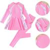 image:imageIDOPIP Muslim Swimsuits for Girls Modest Swimwear Burkini Full Cover Rash Guard Top Pants Set 2PCS Islamic Bathing SuitPink