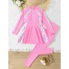 image:imageIDOPIP Muslim Swimsuits for Girls Modest Swimwear Burkini Full Cover Rash Guard Top Pants Set 2PCS Islamic Bathing SuitPink