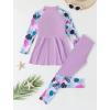 image:imageIDOPIP Muslim Swimsuits for Girls Modest Swimwear Burkini Full Cover Rash Guard Top Pants Set 2PCS Islamic Bathing SuitPurple
