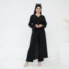 image:imageIDOPIP Muslim Women 2Piece Set Long Sleeve Ramadan Islamic Abaya Dress Shirt with Pants Loose Fit Casual Dubai Prayer OutfitBlack