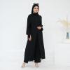 image:imageIDOPIP Muslim Women 2Piece Set Long Sleeve Ramadan Islamic Abaya Dress Shirt with Pants Loose Fit Casual Dubai Prayer OutfitBlack