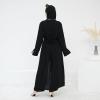 image:imageIDOPIP Muslim Women 2Piece Set Long Sleeve Ramadan Islamic Abaya Dress Shirt with Pants Loose Fit Casual Dubai Prayer OutfitBlack