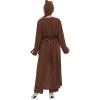 image:imageIDOPIP Muslim Women 2Piece Set Long Sleeve Ramadan Islamic Abaya Dress Shirt with Pants Loose Fit Casual Dubai Prayer OutfitCoffee