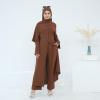 image:imageIDOPIP Muslim Women 2Piece Set Long Sleeve Ramadan Islamic Abaya Dress Shirt with Pants Loose Fit Casual Dubai Prayer OutfitCoffee