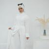 image:imageIDOPIP Muslim Women 2Piece Set Long Sleeve Ramadan Islamic Abaya Dress Shirt with Pants Loose Fit Casual Dubai Prayer OutfitWhite