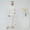 image:imageIDOPIP Muslim Women 2Piece Set Long Sleeve Ramadan Islamic Abaya Dress Shirt with Pants Loose Fit Casual Dubai Prayer OutfitWhite