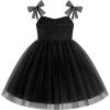 image:imageIDOPIP Toddler Girls 1st 2nd 3rd Birthday Dress Tulle Smocked Dress Pageant Summer Bowknot Sundress for Photoshoot Party 16TBlack