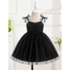 image:imageIDOPIP Toddler Girls 1st 2nd 3rd Birthday Dress Tulle Smocked Dress Pageant Summer Bowknot Sundress for Photoshoot Party 16TBlack