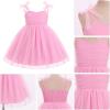 image:imageIDOPIP Toddler Girls 1st 2nd 3rd Birthday Dress Tulle Smocked Dress Pageant Summer Bowknot Sundress for Photoshoot Party 16TPink