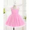image:imageIDOPIP Toddler Girls 1st 2nd 3rd Birthday Dress Tulle Smocked Dress Pageant Summer Bowknot Sundress for Photoshoot Party 16TPink