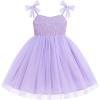 image:imageIDOPIP Toddler Girls 1st 2nd 3rd Birthday Dress Tulle Smocked Dress Pageant Summer Bowknot Sundress for Photoshoot Party 16TPurple