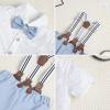 image:imageIDOPIP Toddler Kids Baby Boys Formal Suit Gentleman White Shirt with Bowtie  Suspender Shorts Pants Overalls Clothes 6M5TBlue