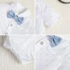 image:imageIDOPIP Toddler Kids Baby Boys Formal Suit Gentleman White Shirt with Bowtie  Suspender Shorts Pants Overalls Clothes 6M5TBlue