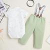 image:imageIDOPIP Toddler Kids Baby Boys Formal Suit Gentleman White Shirt with Bowtie  Suspender Shorts Pants Overalls Clothes 6M5TGreen
