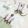 image:imageIDOPIP Toddler Kids Baby Boys Formal Suit Gentleman White Shirt with Bowtie  Suspender Shorts Pants Overalls Clothes 6M5TGreen