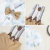 image:imageIDOPIP Toddler Kids Baby Boys Formal Suit Gentleman White Shirt with Bowtie  Suspender Shorts Pants Overalls Clothes 6M5TKhaki