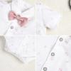 image:imageIDOPIP Toddler Kids Baby Boys Formal Suit Gentleman White Shirt with Bowtie  Suspender Shorts Pants Overalls Clothes 6M5TPink