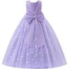 image:imageIDOPIP Butterfly Flower Girl VBackless Bow Dress for Kids Wedding Pageant Party Long Gown Communion Birthday Tulle DressesPurple