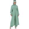 image:imageIDOPIP Muslim Women 2Piece Set Long Sleeve Ramadan Islamic Abaya Dress Shirt with Pants Loose Fit Casual Dubai Prayer OutfitGreen
