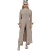 image:imageIDOPIP Muslim Women 2Piece Set Long Sleeve Ramadan Islamic Abaya Dress Shirt with Pants Loose Fit Casual Dubai Prayer OutfitLight Khaki