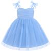 image:imageIDOPIP Toddler Girls 1st 2nd 3rd Birthday Dress Tulle Smocked Dress Pageant Summer Bowknot Sundress for Photoshoot Party 16TBlue