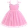 image:imageIDOPIP Toddler Girls 1st 2nd 3rd Birthday Dress Tulle Smocked Dress Pageant Summer Bowknot Sundress for Photoshoot Party 16TPink