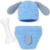 image:imageIDOPIP Newborn Baby Easter Bunny Photography Props Costume Boy Girl Crochet Knit Rabbit Hat Diaper Carrot 1st Birthday OutfitBlue Dog  Bone 3pcs