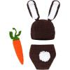 image:imageIDOPIP Newborn Baby Easter Bunny Photography Props Costume Boy Girl Crochet Knit Rabbit Hat Diaper Carrot 1st Birthday OutfitCoffee Rabbit  Carrot 3pcs