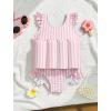 image:imageIDOPIP Toddler Girls Striped Floatation Swimsuit Baby Float Suit Swim Vest with Buoyancy Floaties One Piece Bathing Suit 47TPink Striped