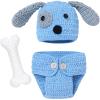 image:imageIDOPIP Newborn Baby Easter Bunny Photography Props Costume Boy Girl Crochet Knit Rabbit Hat Diaper Carrot 1st Birthday OutfitBlue Dog  Bone 3pcs
