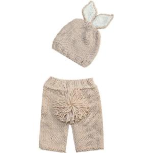 image:imageIDOPIP Newborn Baby Easter Bunny Photography Props Costume Boy Girl Crochet Knit Rabbit Hat Diaper Carrot 1st Birthday OutfitHat  Long Pants 2pcs