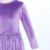 image:imageFlower Girl Velvet Dress for Kids Wedding Bridesmaid Pageant Party Christmas Long Sleeve Vintage Maxi Dress with PocketDark Purple
