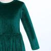 image:imageFlower Girl Velvet Dress for Kids Wedding Bridesmaid Pageant Party Christmas Long Sleeve Vintage Maxi Dress with PocketGreen