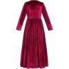 image:imageFlower Girl Velvet Dress for Kids Wedding Bridesmaid Pageant Party Christmas Long Sleeve Vintage Maxi Dress with PocketWine Red