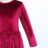 image:imageFlower Girl Velvet Dress for Kids Wedding Bridesmaid Pageant Party Christmas Long Sleeve Vintage Maxi Dress with PocketWine Red