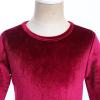 image:imageFlower Girl Velvet Dress for Kids Wedding Bridesmaid Pageant Party Christmas Long Sleeve Vintage Maxi Dress with PocketWine Red