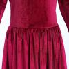 image:imageFlower Girl Velvet Dress for Kids Wedding Bridesmaid Pageant Party Christmas Long Sleeve Vintage Maxi Dress with PocketWine Red