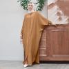 image:imageIDOPIP Muslim Dresses for Women Long Sleeve Islamic Ramadan Abaya Dubai Kaftan Robe Loose Casual Modest Arabic Prayer ClothesBrown