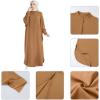 image:imageIDOPIP Muslim Dresses for Women Long Sleeve Islamic Ramadan Abaya Dubai Kaftan Robe Loose Casual Modest Arabic Prayer ClothesBrown